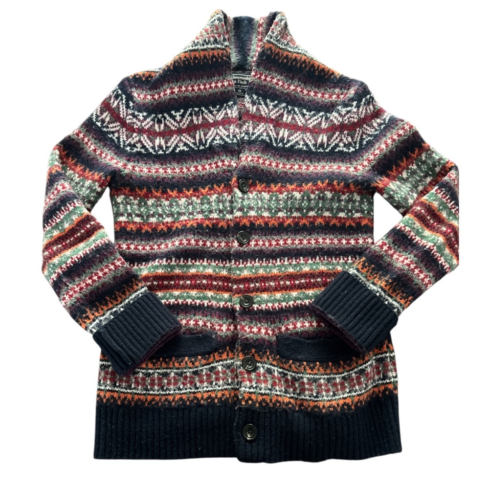 Vintage Abercrombie & Fitch Fair isle  wool cardigan